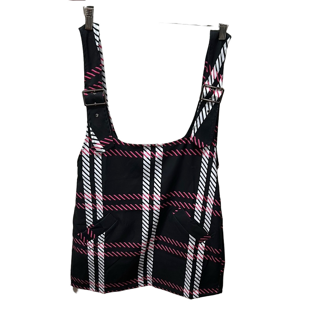PRETTY DAMA Black and White Sleeveless Boxy Mini Dress overall/jumper size M NWT